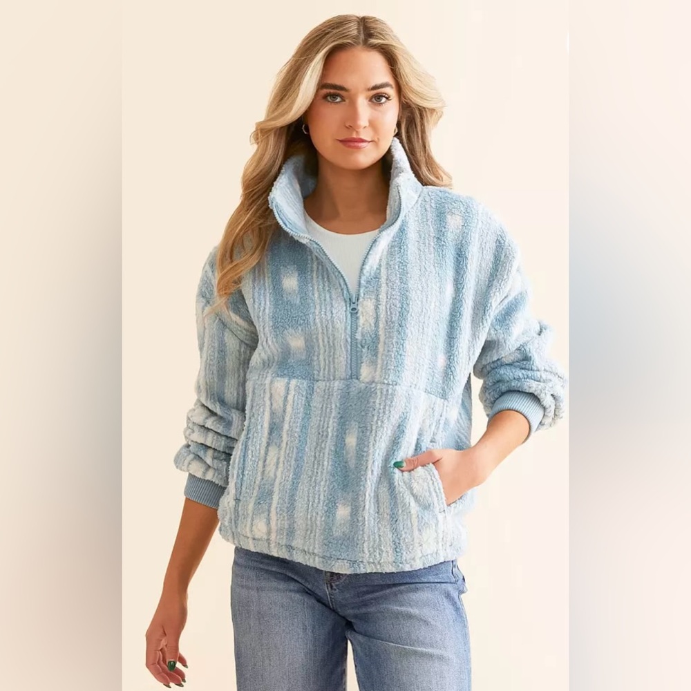 NWT Billabong Blue and White 1/2 Zip